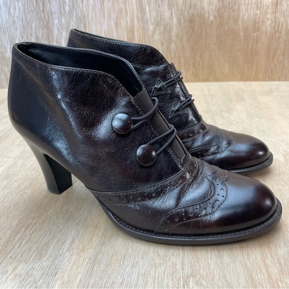 Paul Green Wing Tip Dark Brown Women’s Ankle Boots Size 5-6. Fit more like 6-6.5 - Picture 2 of 16